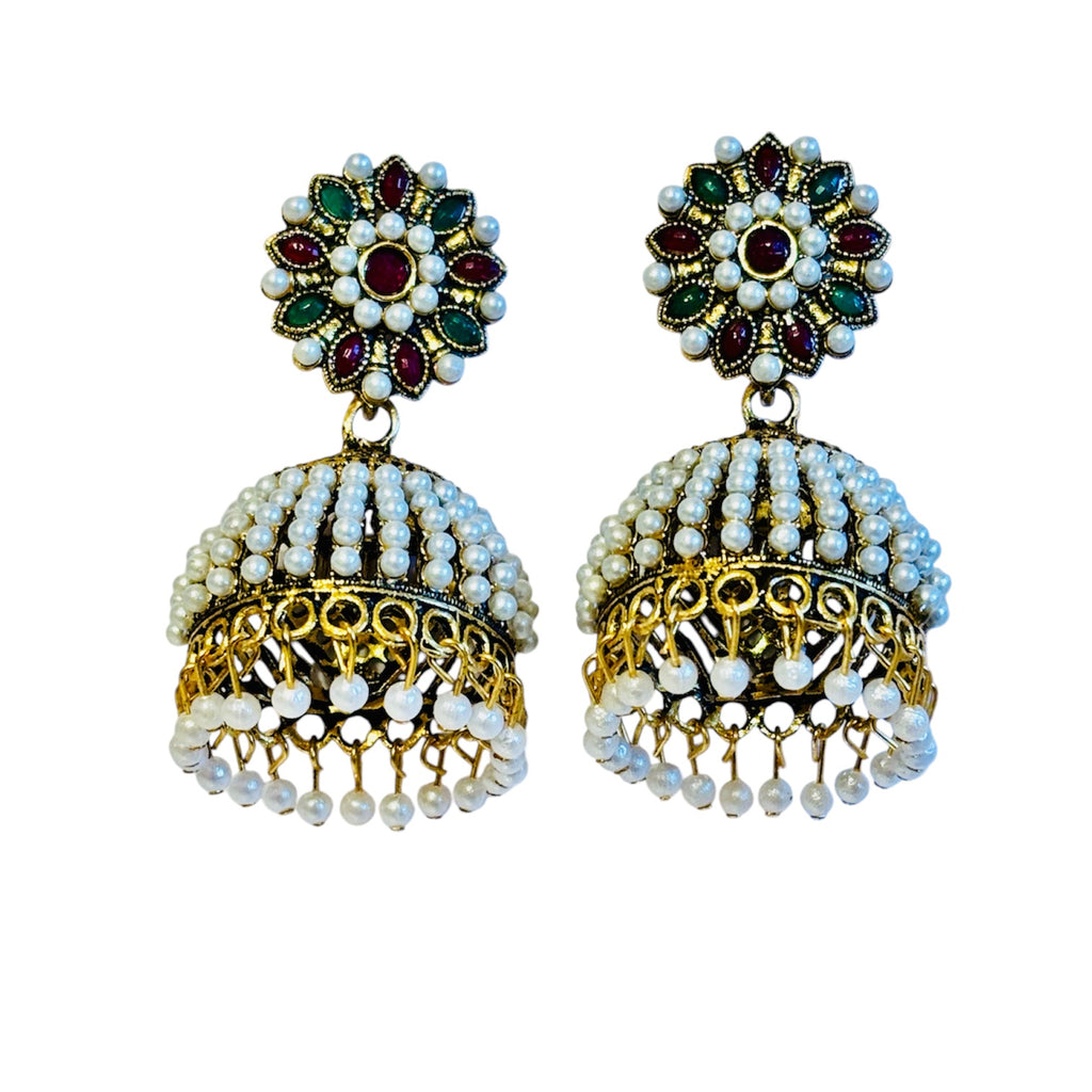Jhumka Combo of 2 Traditional Earrings Indian Jhumki Danglers - RYZZ