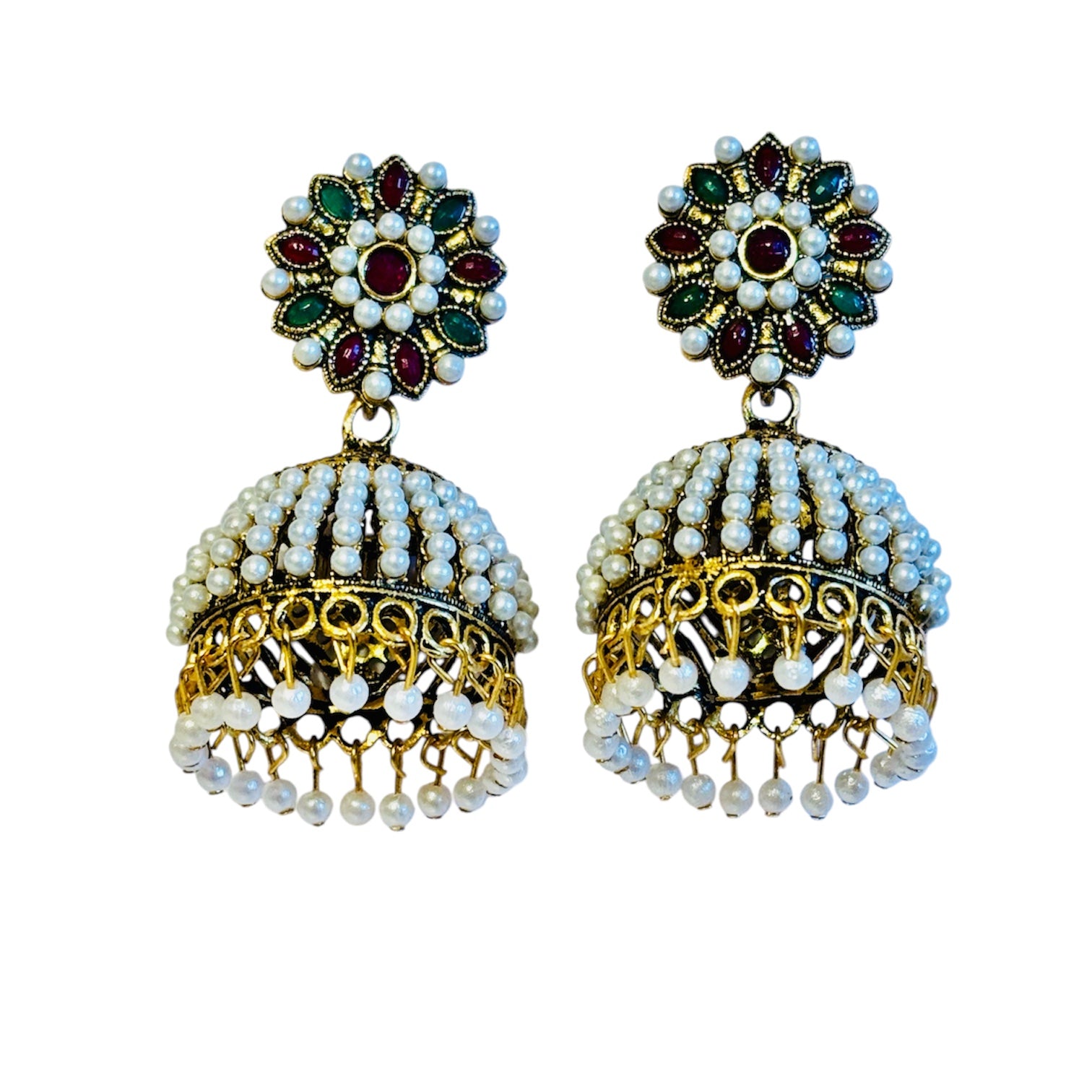 Jhumka Combo of 2 Traditional Earrings Indian Jhumki Danglers - RYZZ