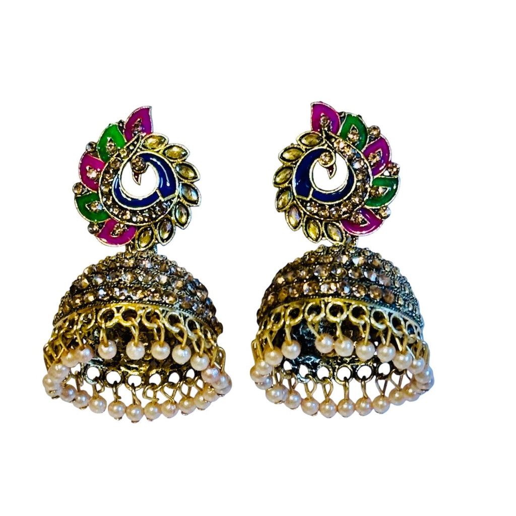 Jhumka Combo of 2 Traditional Earrings Indian Jhumki Danglers - RYZZ