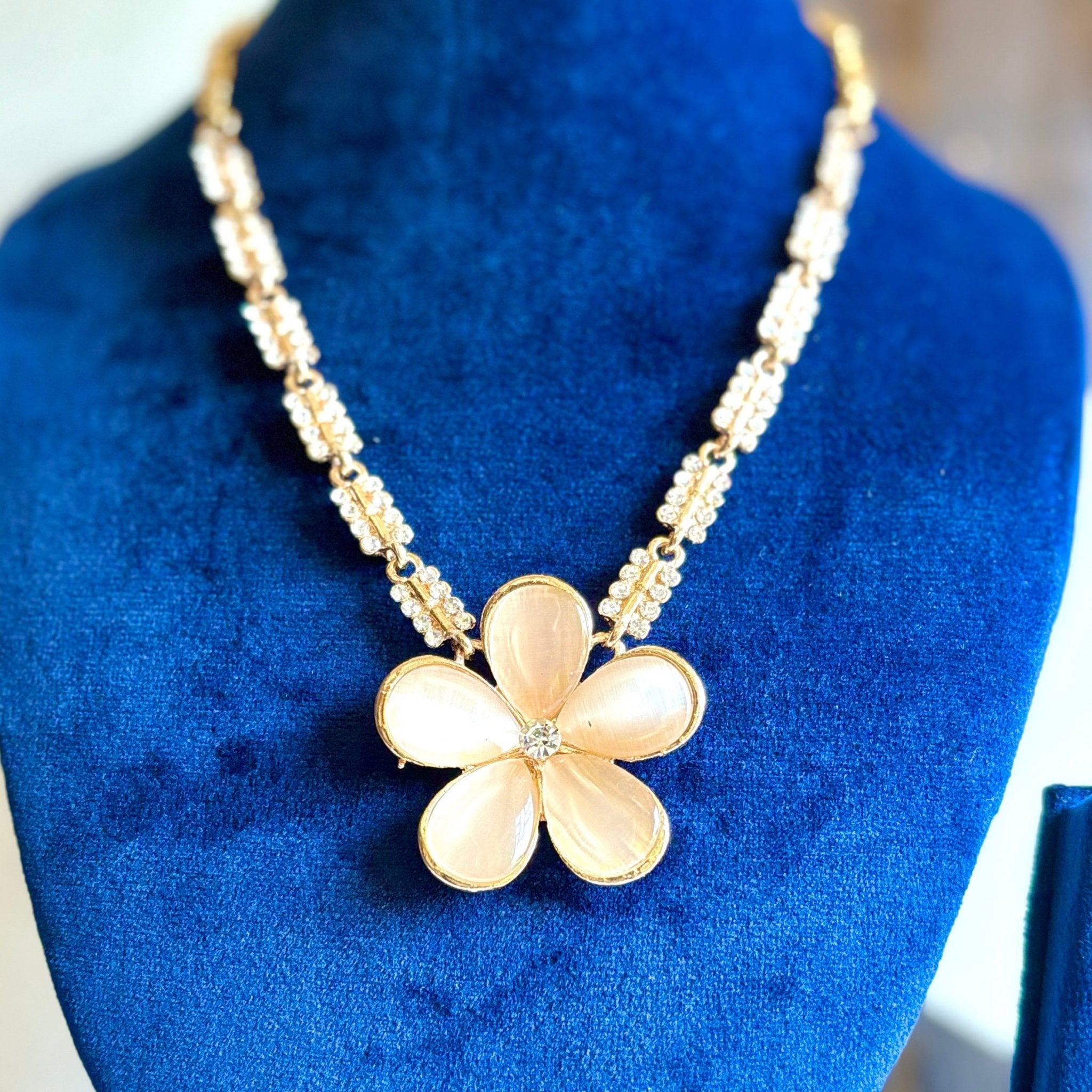 Floral Designer Enamel Pendent Neck Piece Korean Design Statement Necklace in Brass - RYZZ