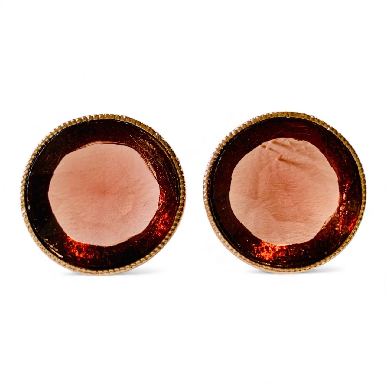 Cabochon Stud Earrings in Gold Plating - RYZZ