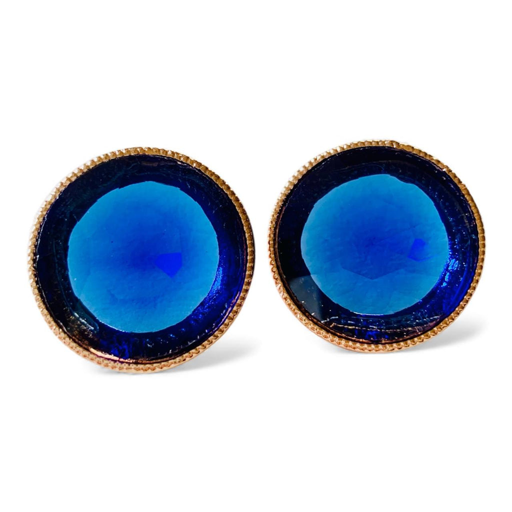 Cabochon Stud Earrings in Gold Plating - RYZZ