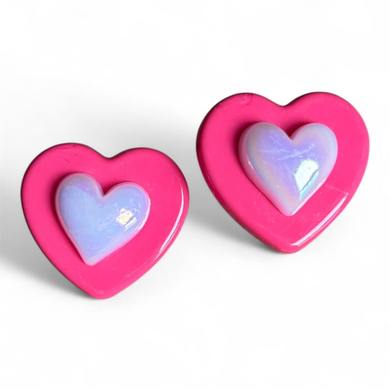 Pink Heart Shaped Fashion Earrings - RYZZ
