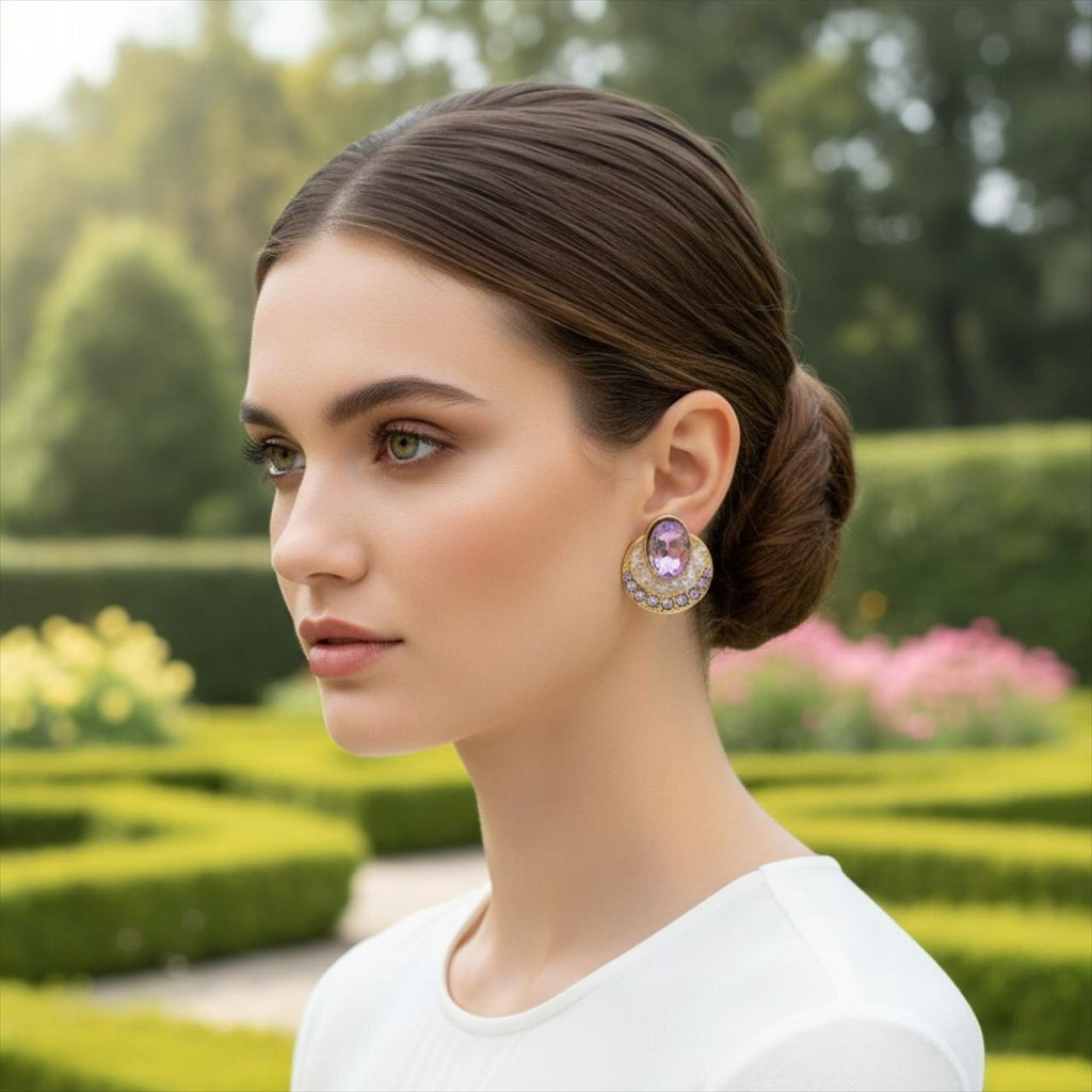 Vintage - Inspired Crystal Stud Earrings - RYZZ