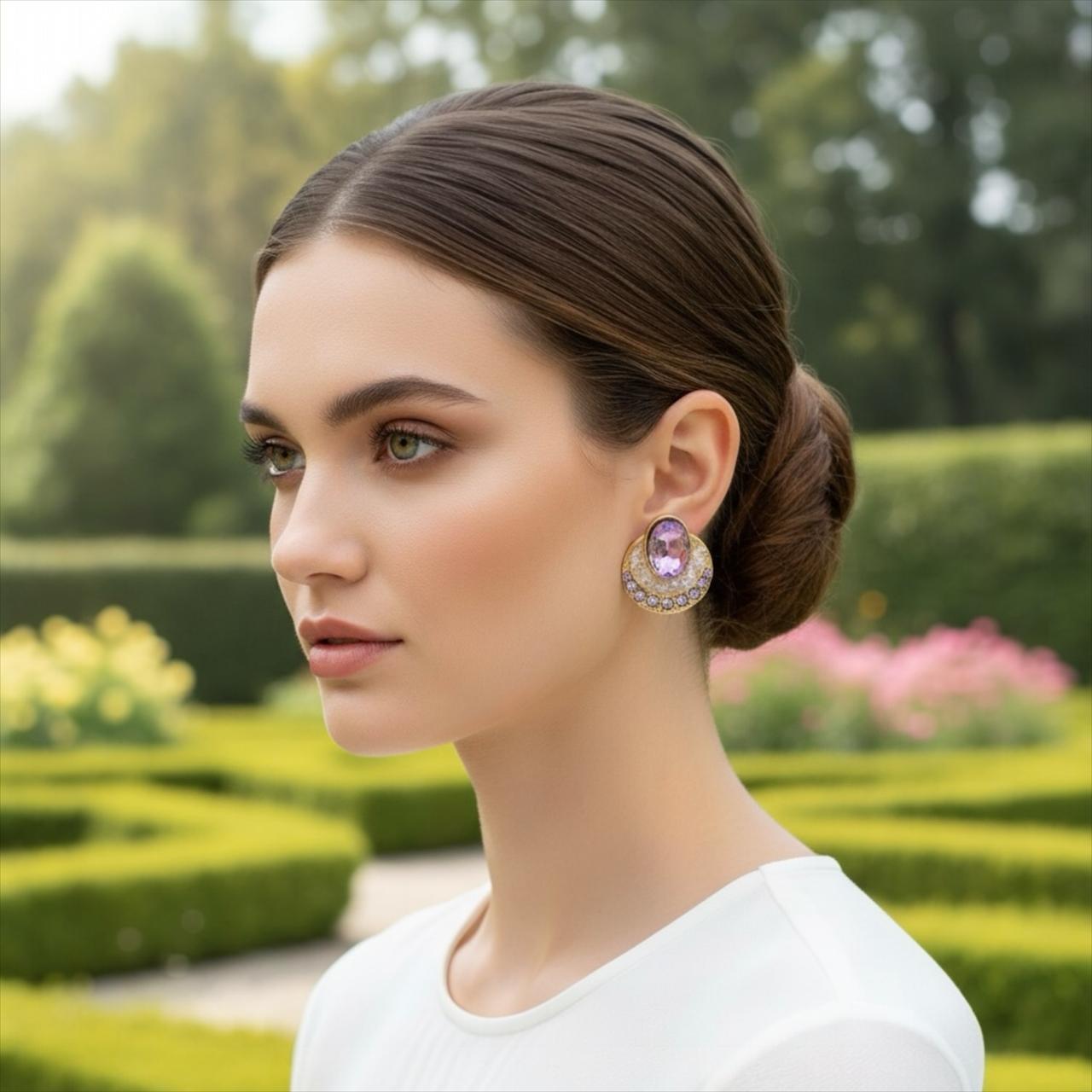 Vintage - Inspired Crystal Stud Earrings - RYZZ