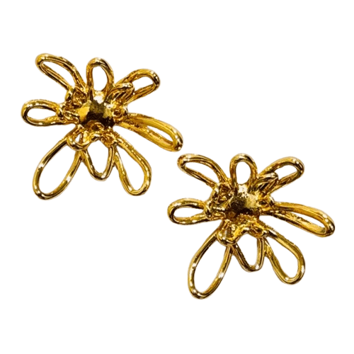 Abstract Design Cute Gold Plated High Grade Alloy Stud Earrings, Flower Shape - RYZZ