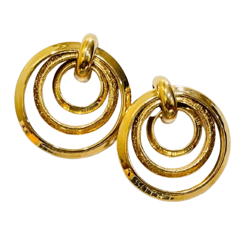 Geometric Design Concentric Circles Gold Plated Big Earrings in Alloy Danglers - RYZZ