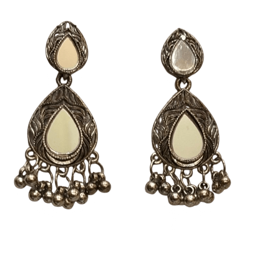Oxidised Navratri Mirror Jhumka Earrings for all age group - RYZZ