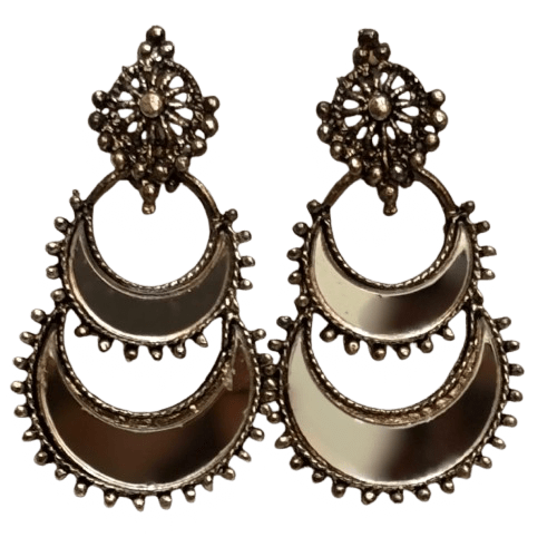 Navratri Mirror Jhumka Earrings Chandbali Style - RYZZ