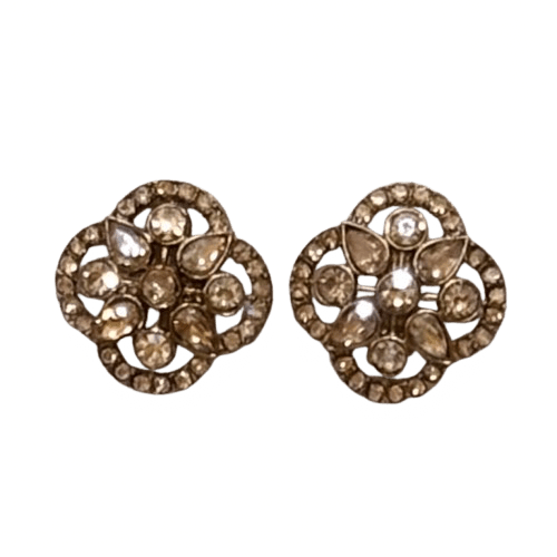 Golden Matt Stud Earrings with AD - RYZZ