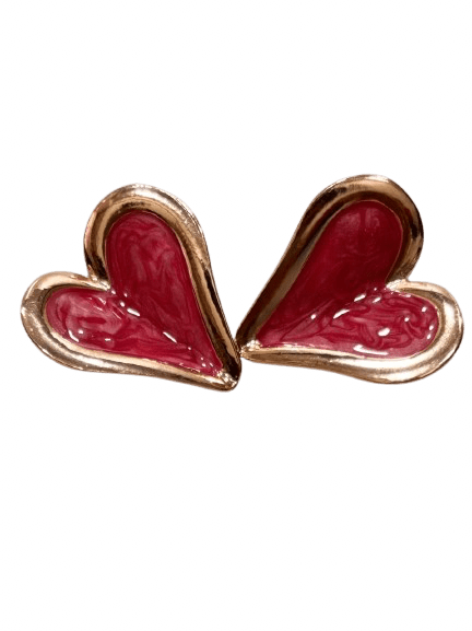 Swirl Heart Enamel Stud Earrings - RYZZ