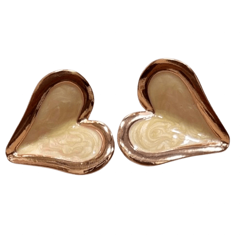 Swirl Heart Enamel Stud Earrings - RYZZ
