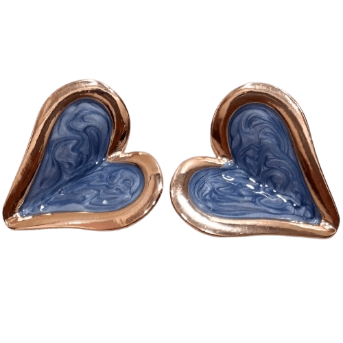 Swirl Heart Enamel Stud Earrings - RYZZ