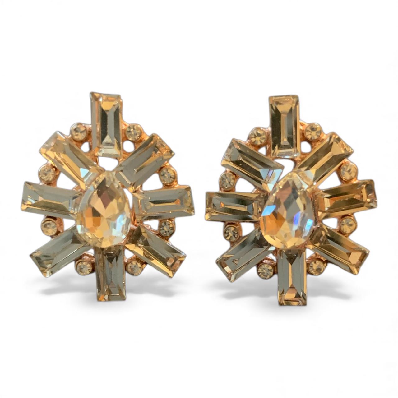 Midnight Radiance Gemstone Burst Stud Earrings - Gold Statement in Various Colours - RYZZ