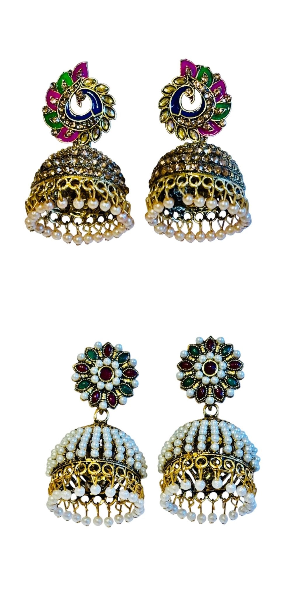 Jhumka Combo of 2 Traditional Earrings Indian Jhumki Danglers - RYZZ